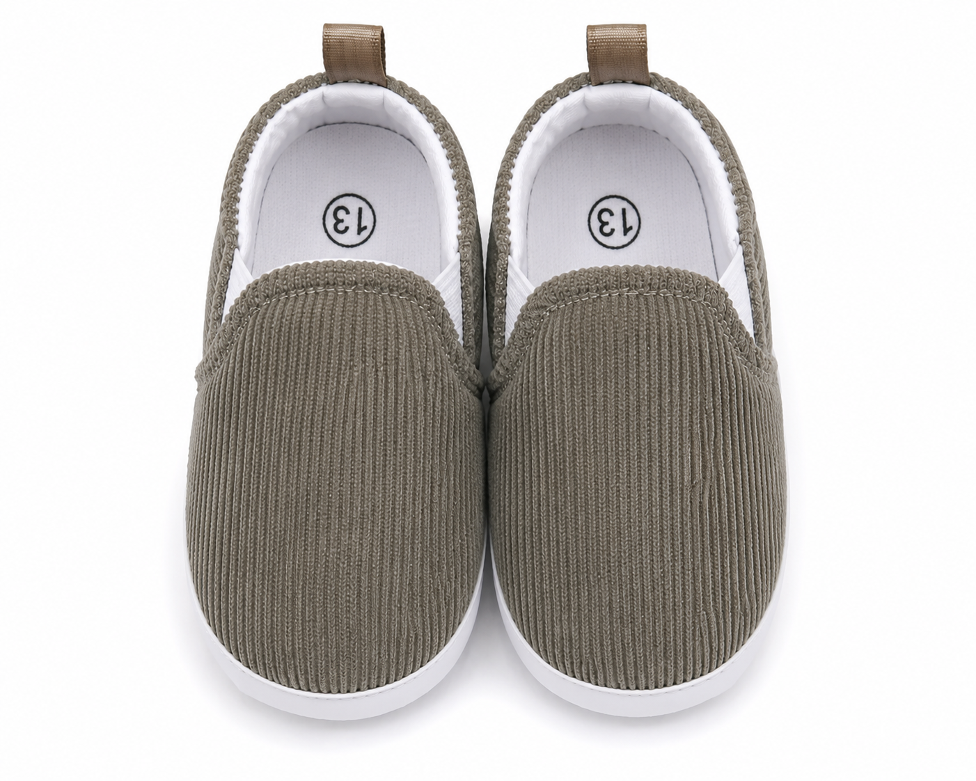 Baby Boys & Girls Corduroy Slip-On Crib Shoes | Soft Sole First Walker Shoes | Gray