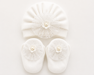 JusCubs Baby Girls Cap & Booties Gift Set