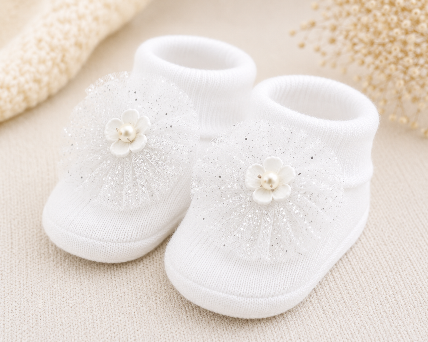 JusCubs Baby Girls Cap & Booties Gift Set