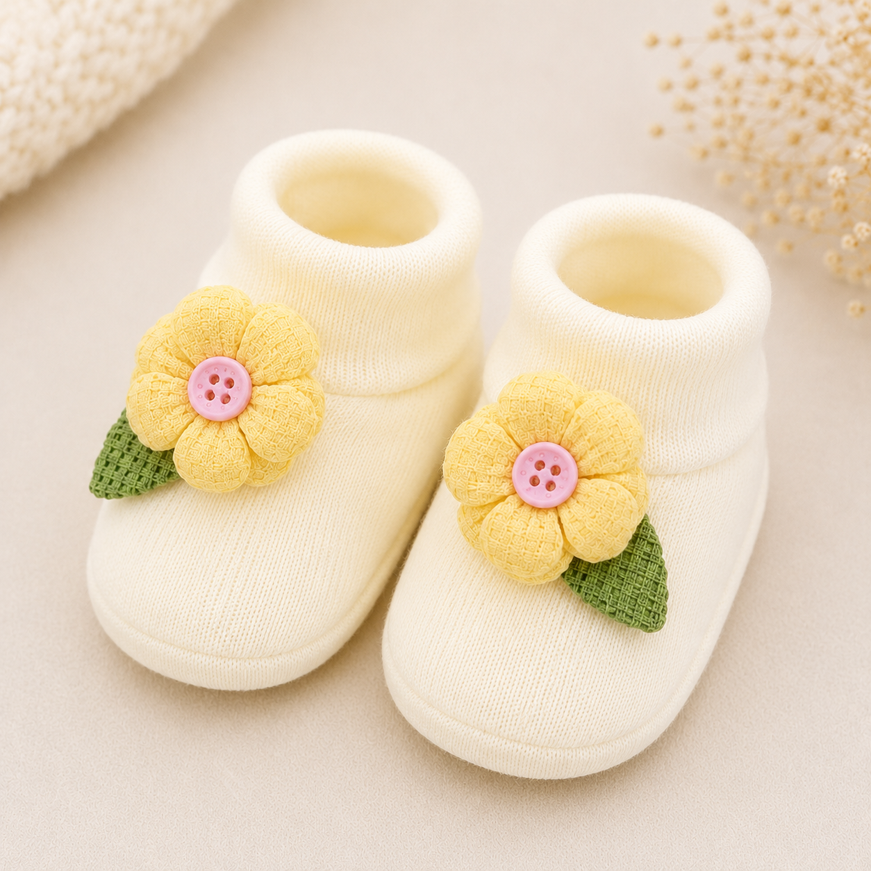 JusCubs Baby Girls Cap & Booties Gift Set