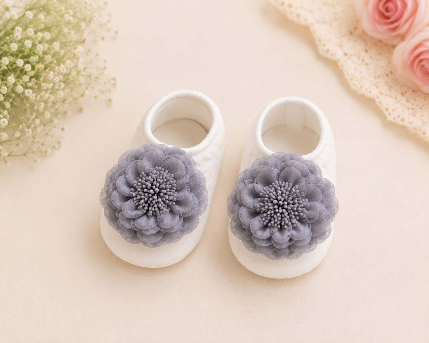 JusCubs Baby Girls Cap & Booties Gift Set