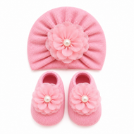 JusCubs Baby Girls Cap & Booties Gift Set