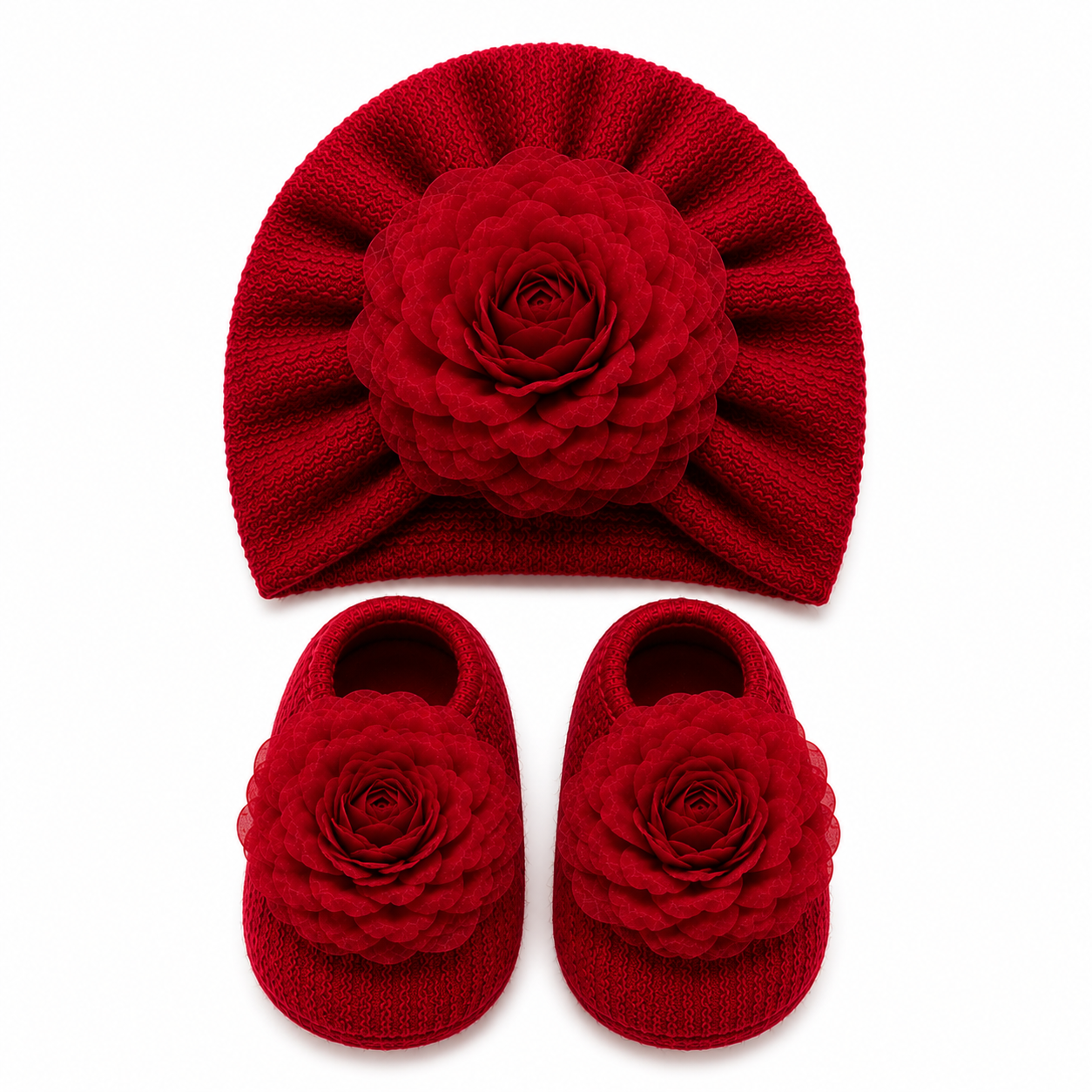 JusCubs Baby Girls Cap & Booties Gift Set
