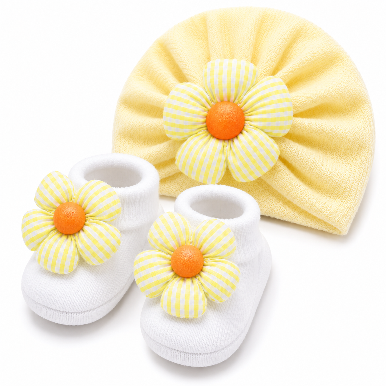JusCubs Baby Girls Cap & Booties Gift Set