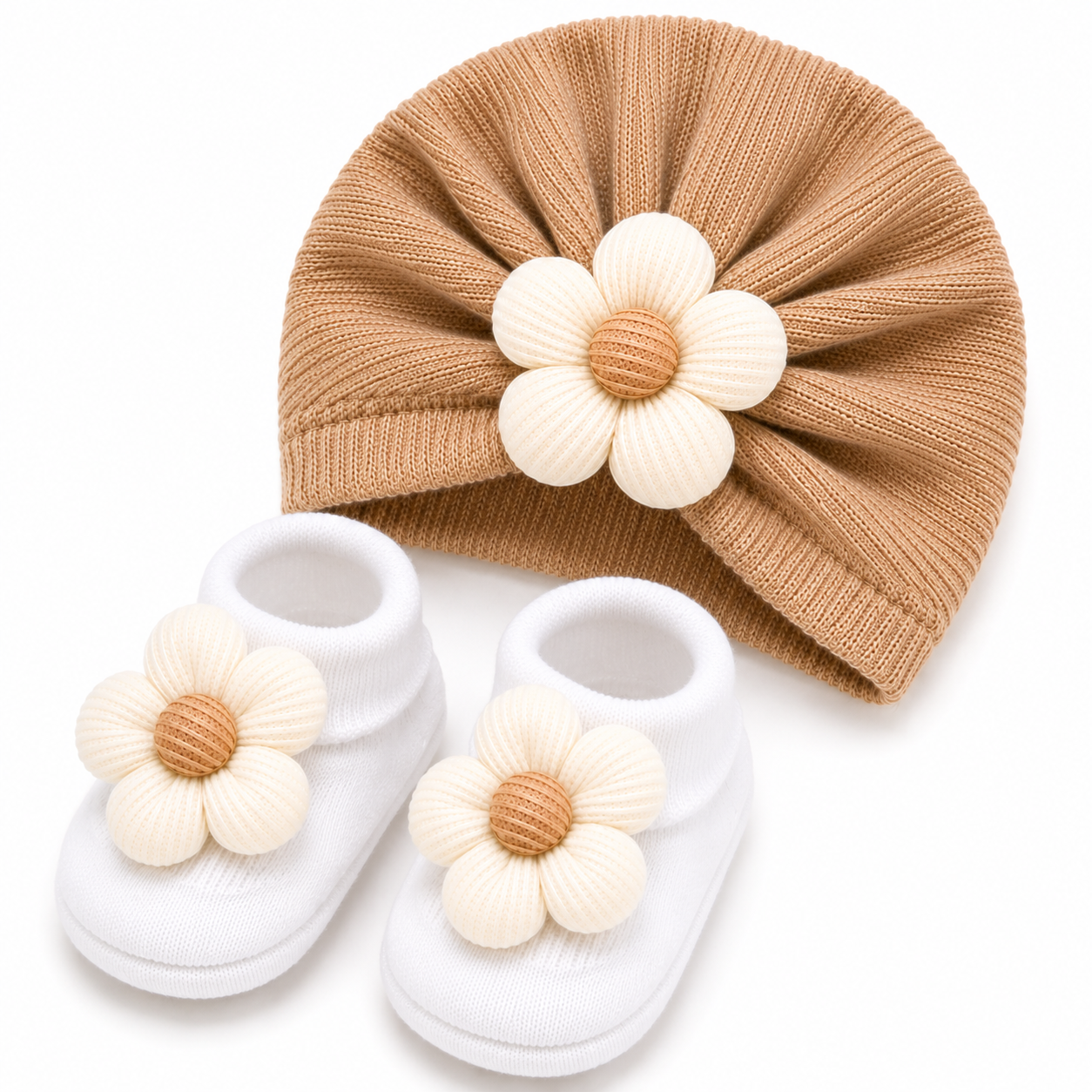 JusCubs Baby Girls Cap & Booties Gift Set
