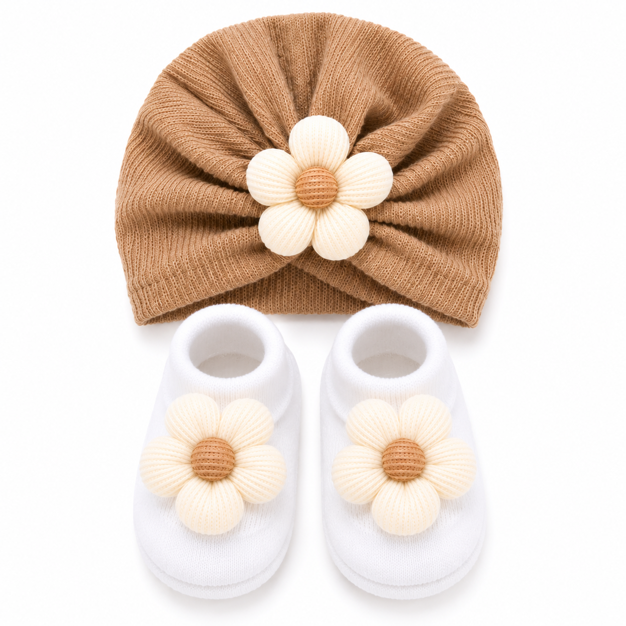 JusCubs Baby Girls Cap & Booties Gift Set