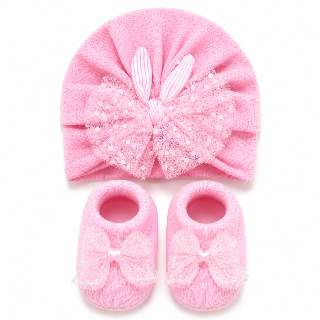JusCubs Baby Girls Cap & Booties Gift Set
