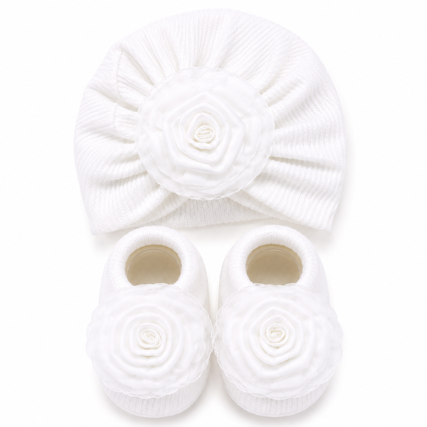 JusCubs Baby Girls Cap & Booties Gift Set