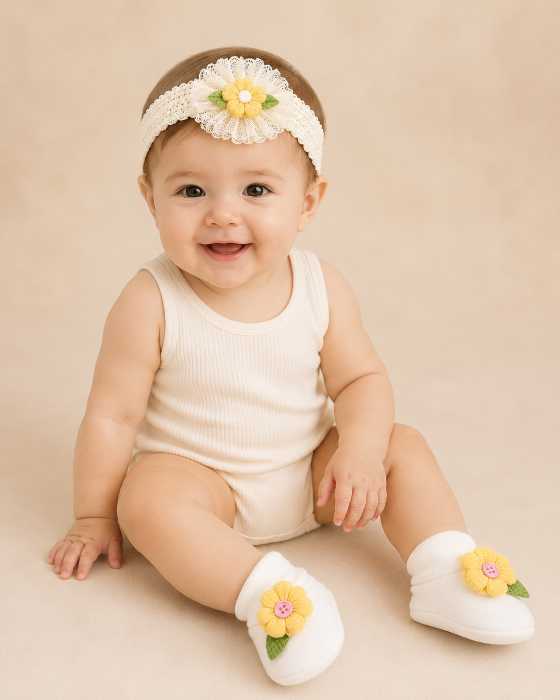 JusCubs Baby Booties and Headband Set.