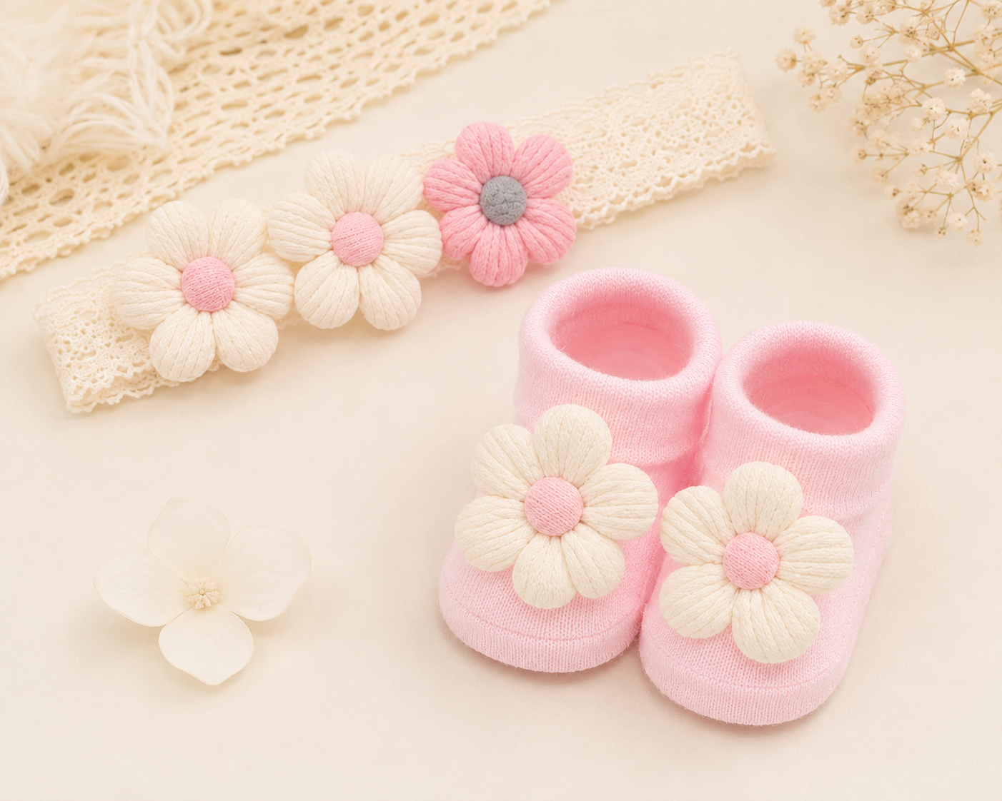 JusCubs Baby Booties and Headband Set