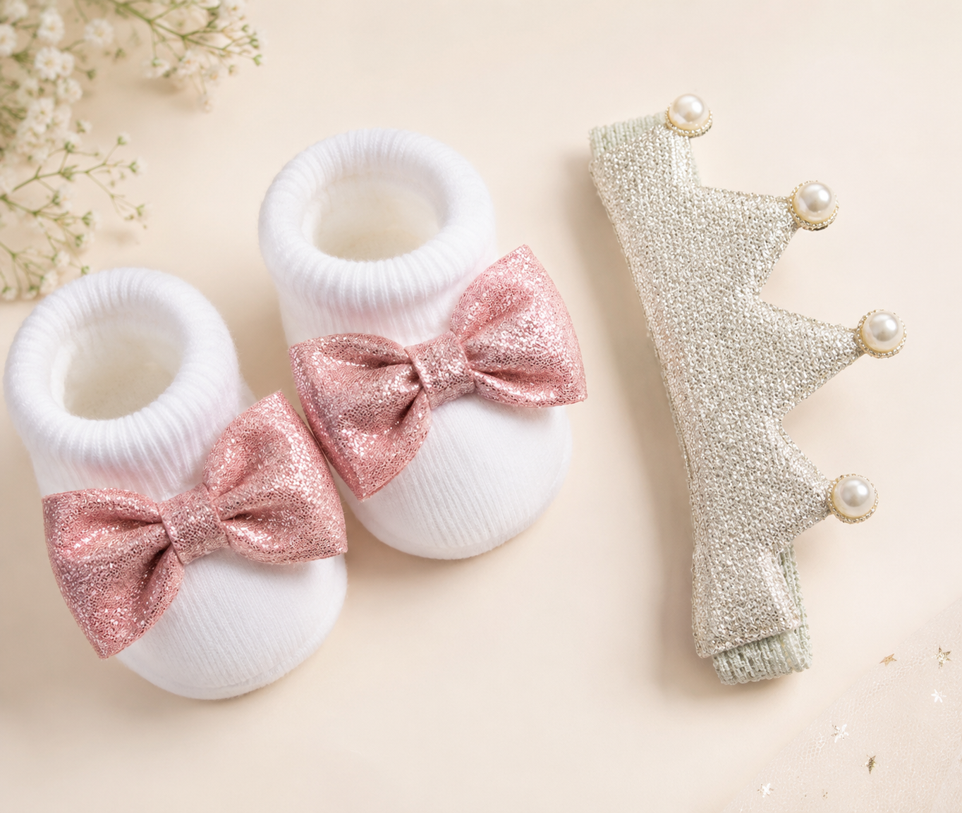 JusCubs Baby Booties and Headband Set