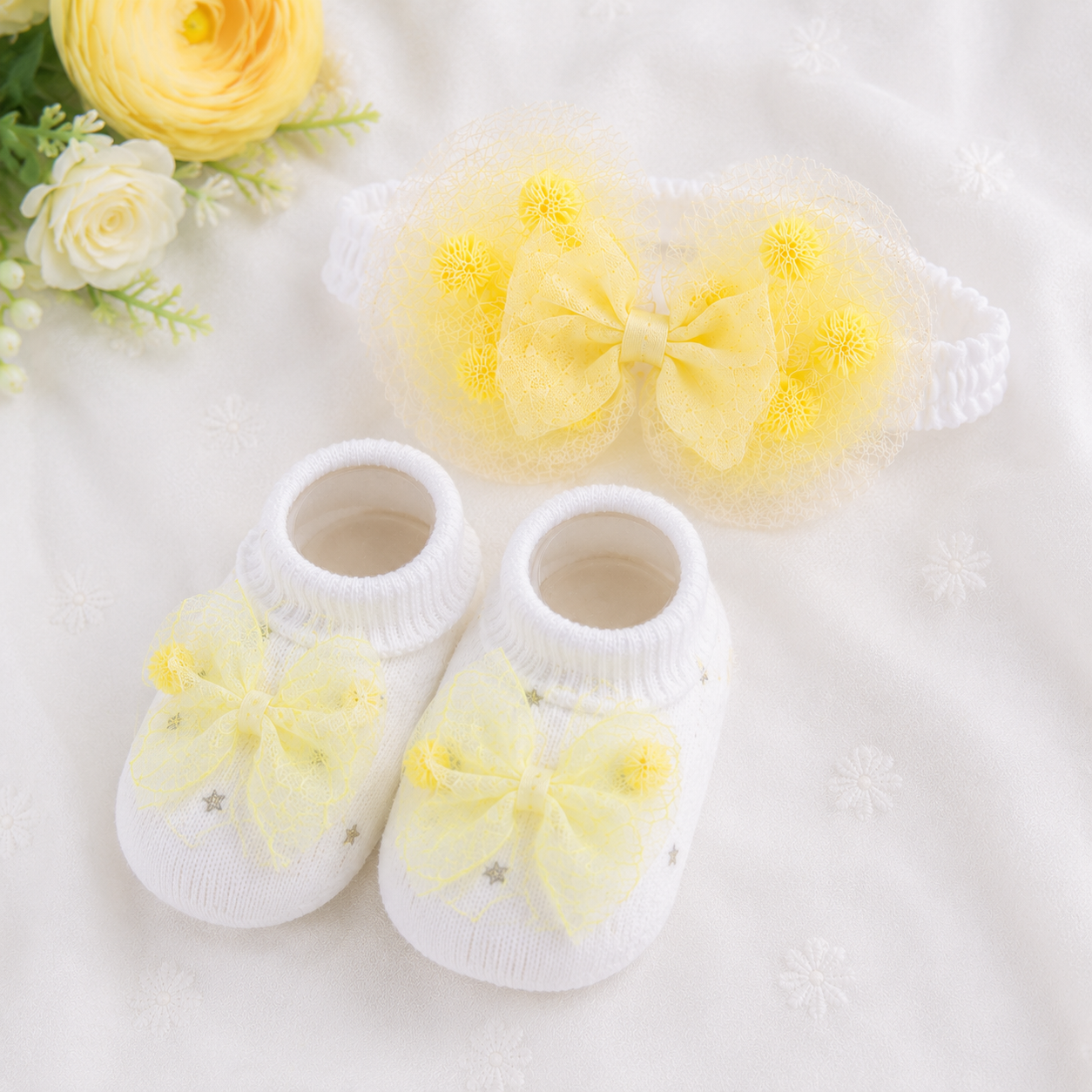 JusCubs Baby Booties and Headband Set