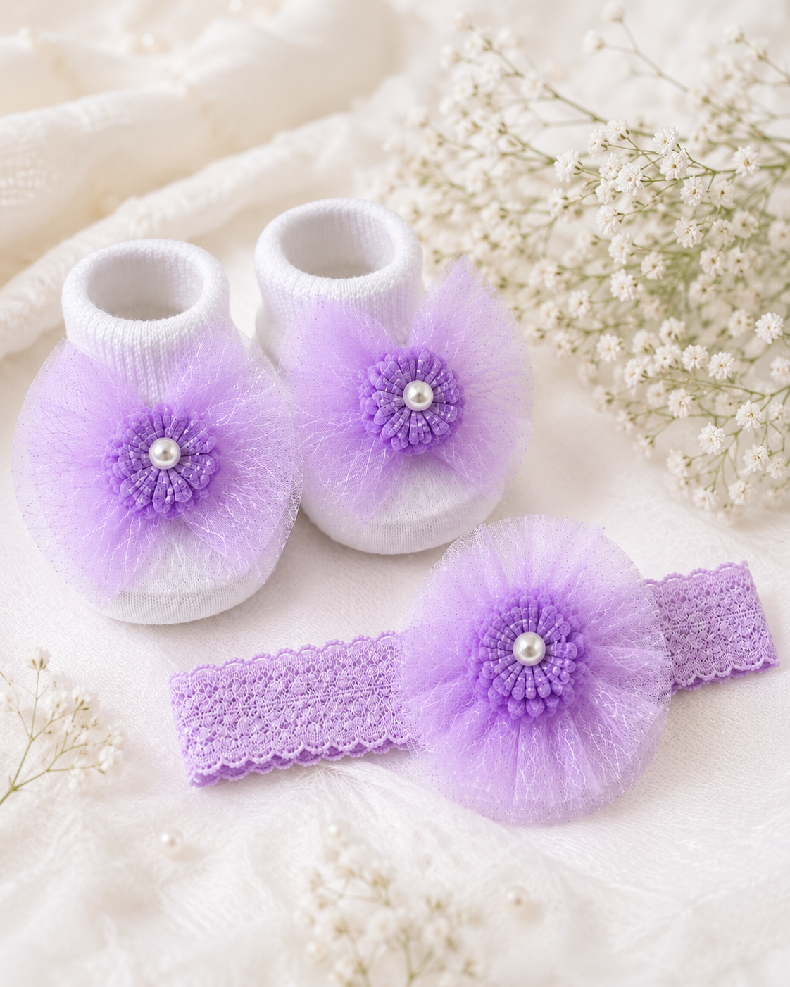 JusCubs Baby Booties and Headband Set