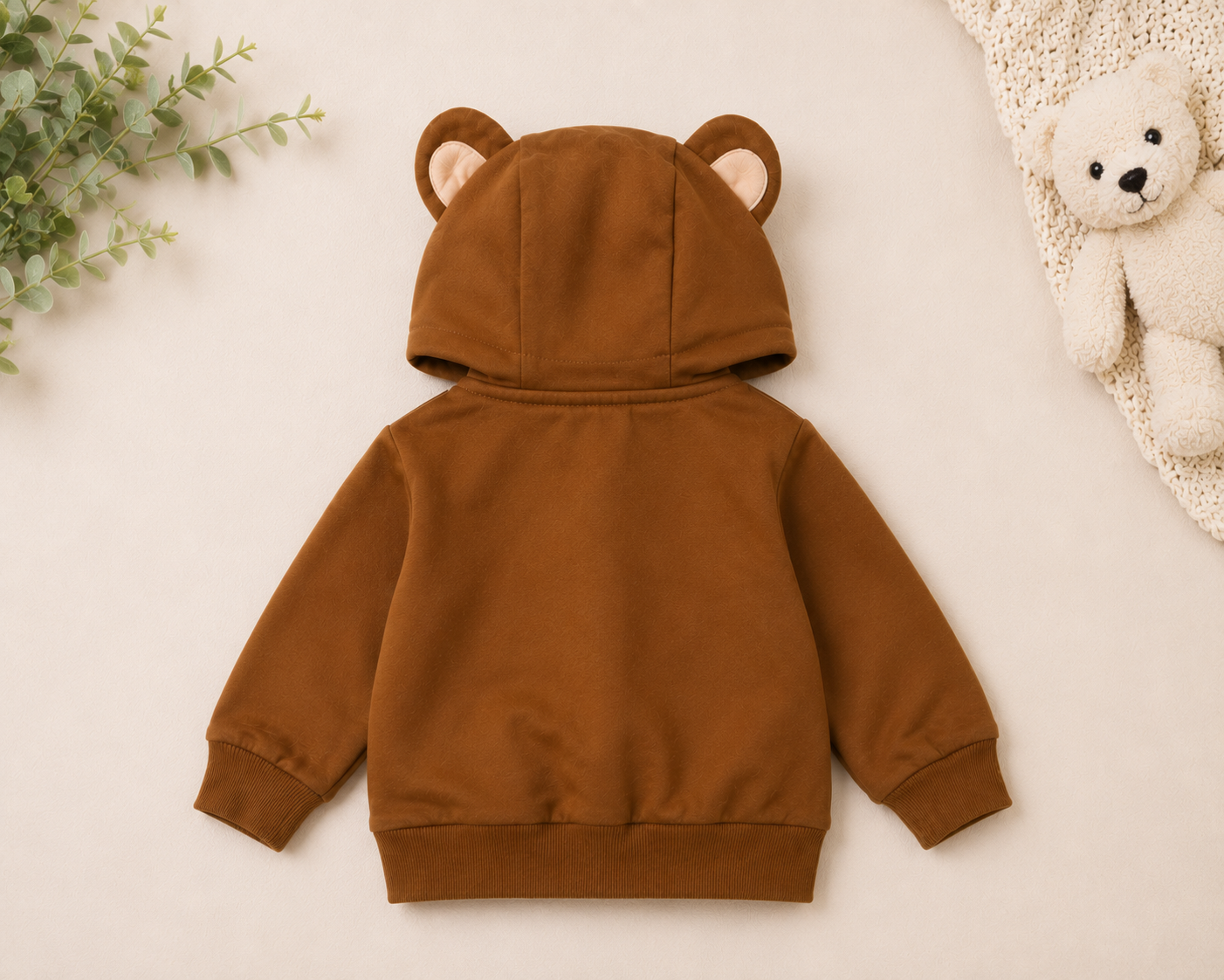 Kids 2 in 1 Hoodie with Convertible Plush Toy – Brown