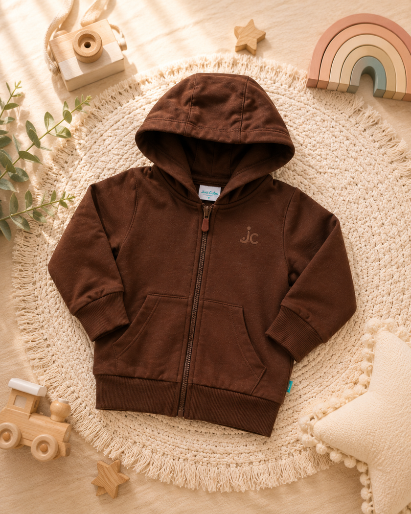 Kids 2 in 1 Hoodie with Convertible Plush Toy – Brown