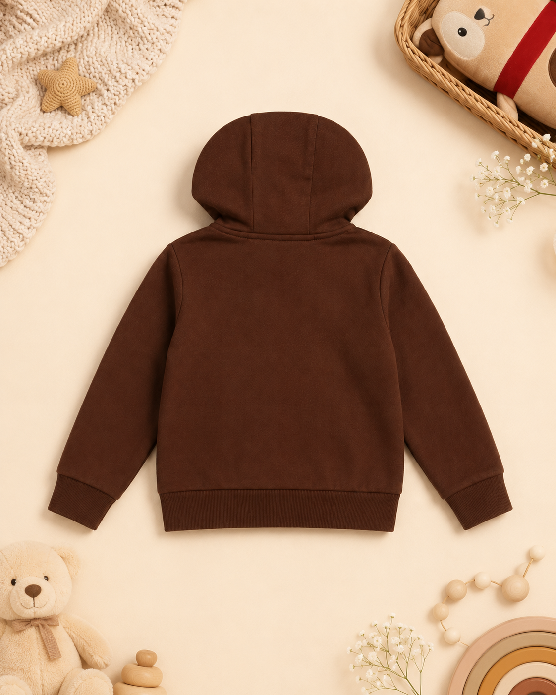 Kids 2 in 1 Hoodie with Convertible Plush Toy – Brown