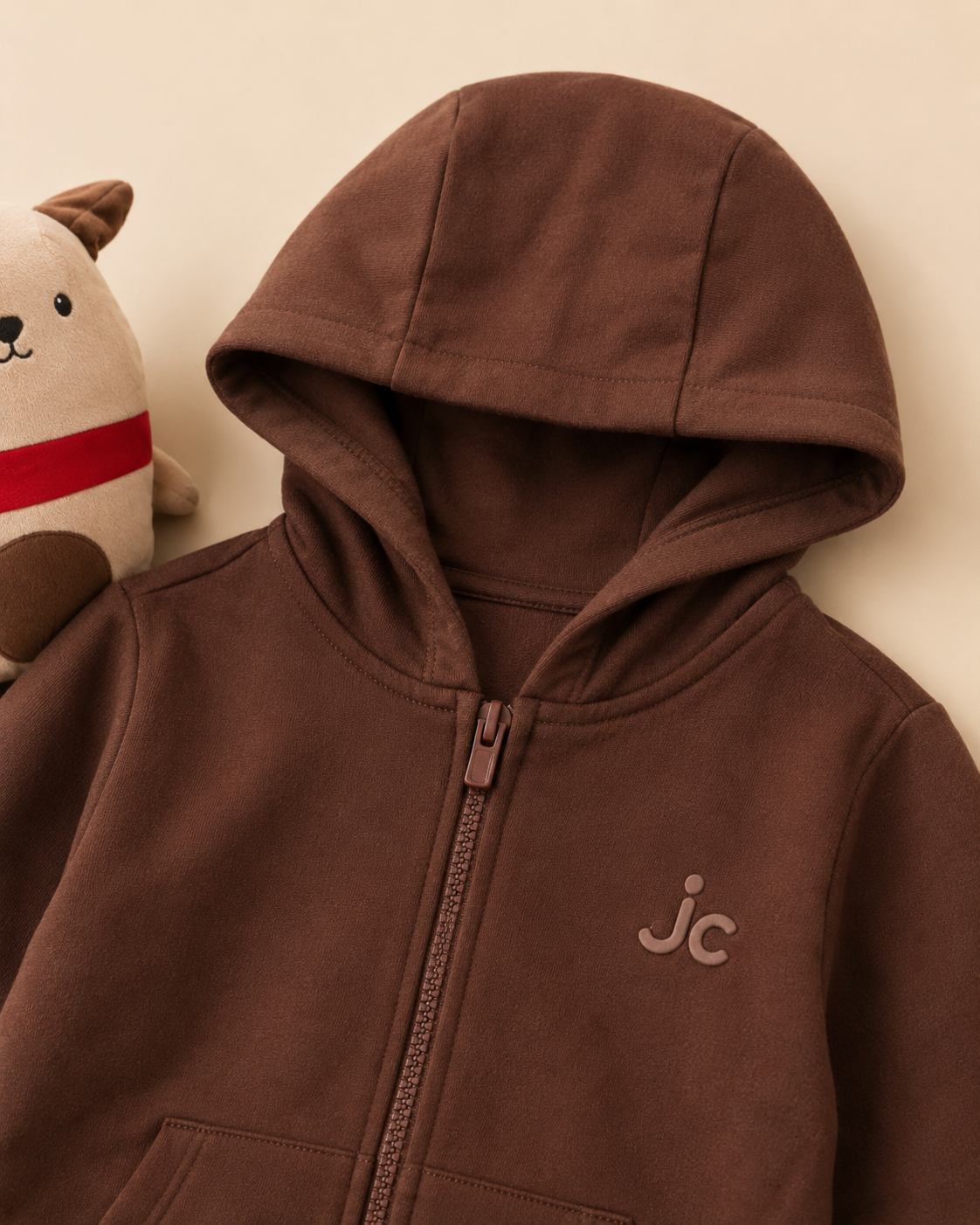 Kids 2 in 1 Hoodie with Convertible Plush Toy – Brown