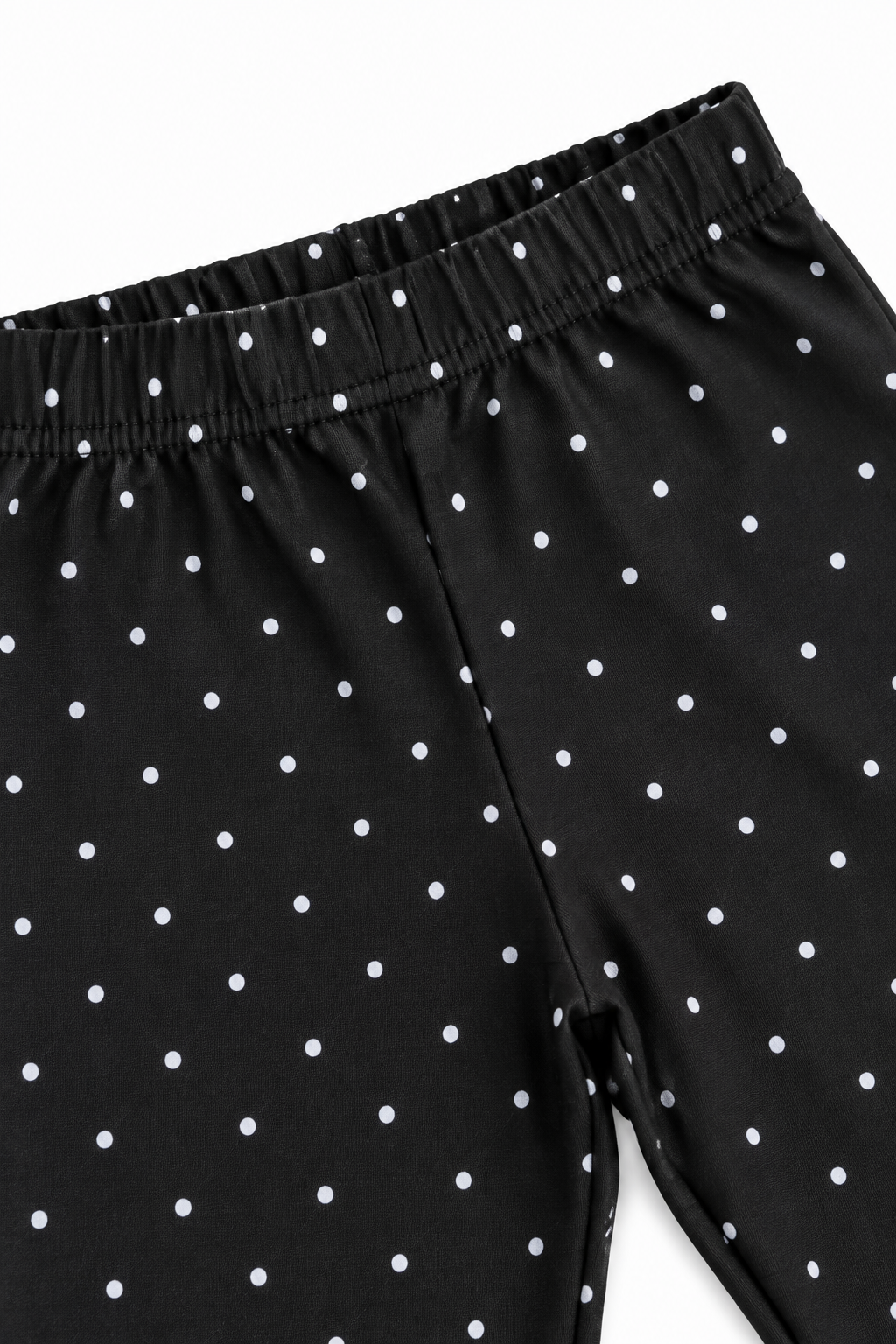 Girls Black Polka Dot Full-Length Leggings with Elastic Waist