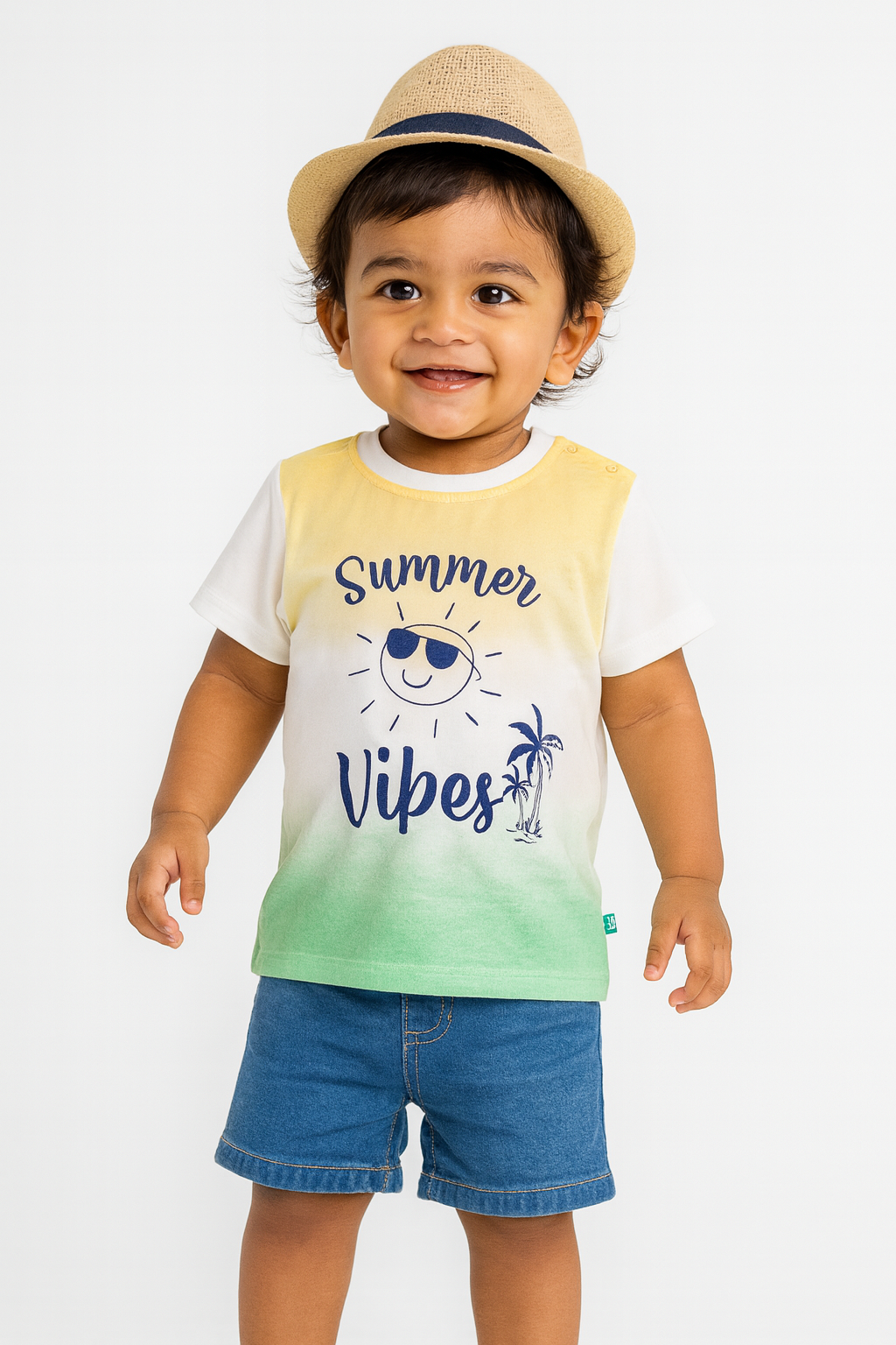 Baby Boys' Summer Vibes Gradient T-Shirt – Casual Beach Style Tee