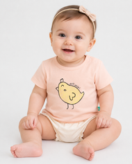 Baby Girls Peach Chick Graphic Printed Cotton T-Shirt