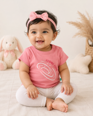 Baby Girls Pink Cosmic Cutie Graphic Printed Cotton T-Shirt