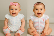 "Baby Girls' Pack of 2 Soft Cotton Front-Open Jhabla   – Bunny Print & Stripes