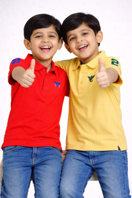 Boys' Pack of 2 Polo T-Shirts – Red & Yellow with Embroidered Logo