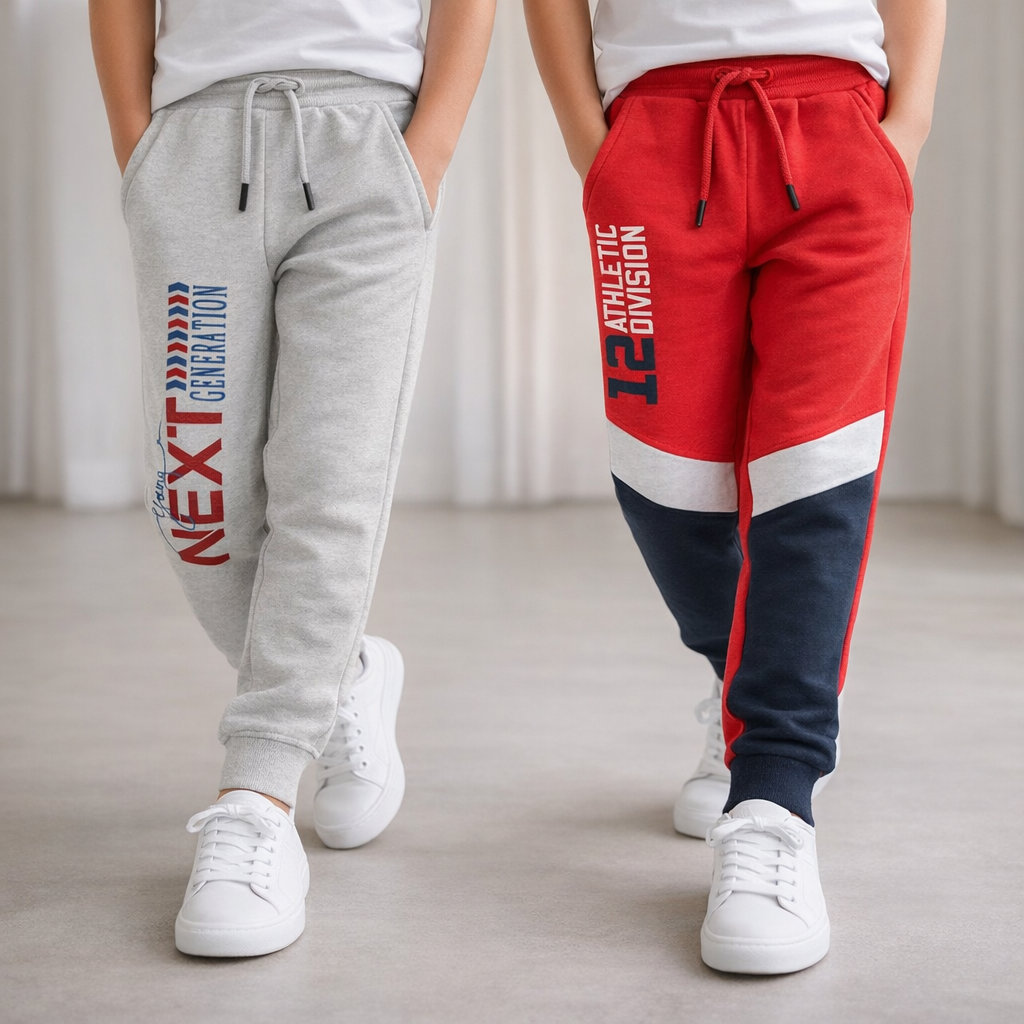 "Baby Boys' Jogger Pants – Pack of 2, 'Next Generation' & 'Athletic Division' Prints, Elastic Waist"