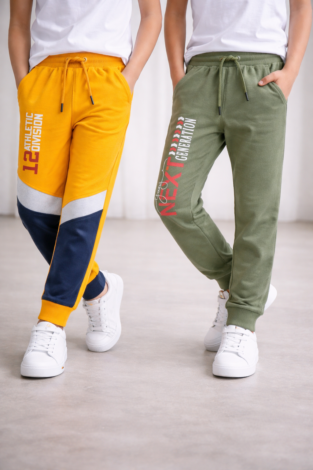 "Baby Boys' Jogger Pants – Pack of 2, Sporty 'Next Generation' & 'Athletic Division' Prints, Cotton Blend"