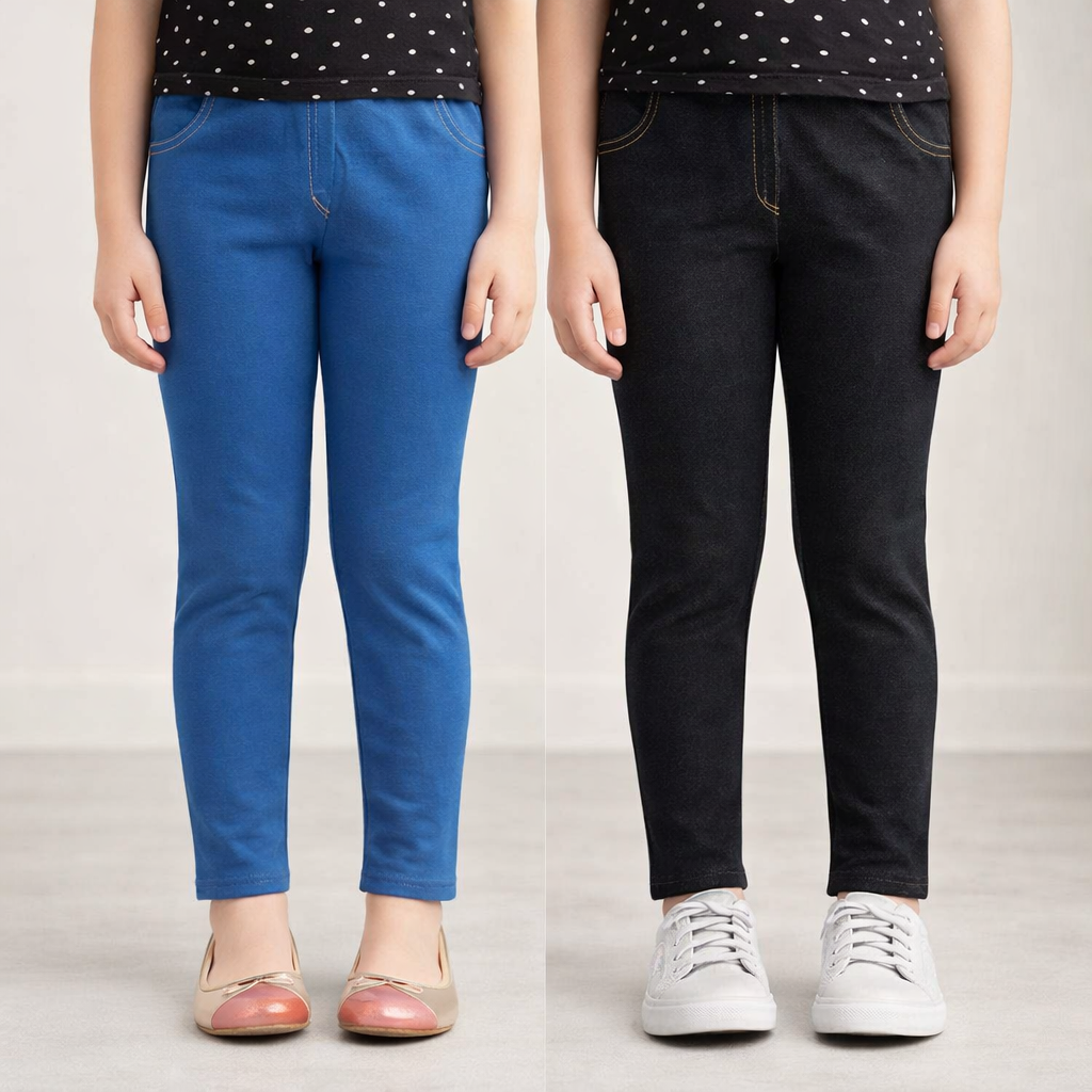 Young Girls Solid Multicolor Pack of 2  Jegging