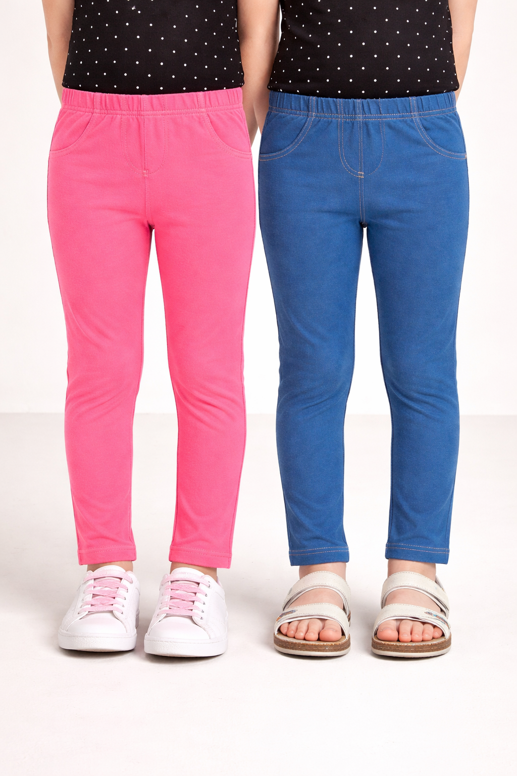 Baby Girls Solid Multicolor Pack Of 2 Jeggings