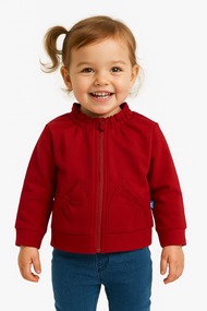 Baby Girls' High-Neck Zip-Up Sweatshirt with Pockets