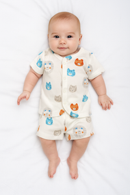 Baby Cotton Short Sleeve Top & Shorts Set – Adorable Animal Print