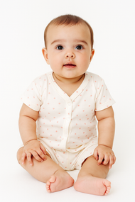 Baby Cotton Short Sleeve Top & Shorts Set – Pink Polka Dot Print"