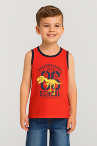 Dinosaur Graphic Sleeveless T-shirt for Kids – Soft Cotton Casual Wear