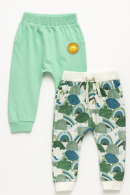 Baby Boys Jogger Pants – Pack of 2 (Mint Green & Jungle Print)
