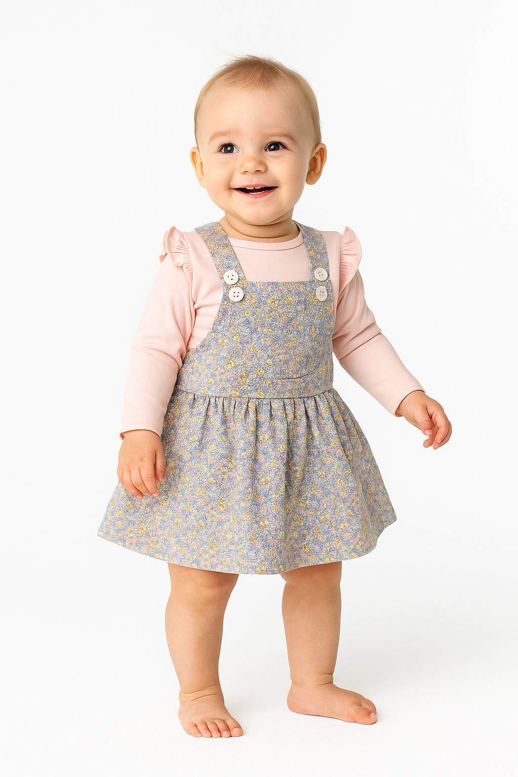 JusCubs Girls Jersey Infants All Over Print Pinafore  - Pink