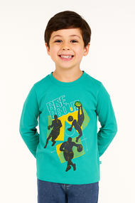 Boys' Teal Basketball Graphic Print T-Shirt