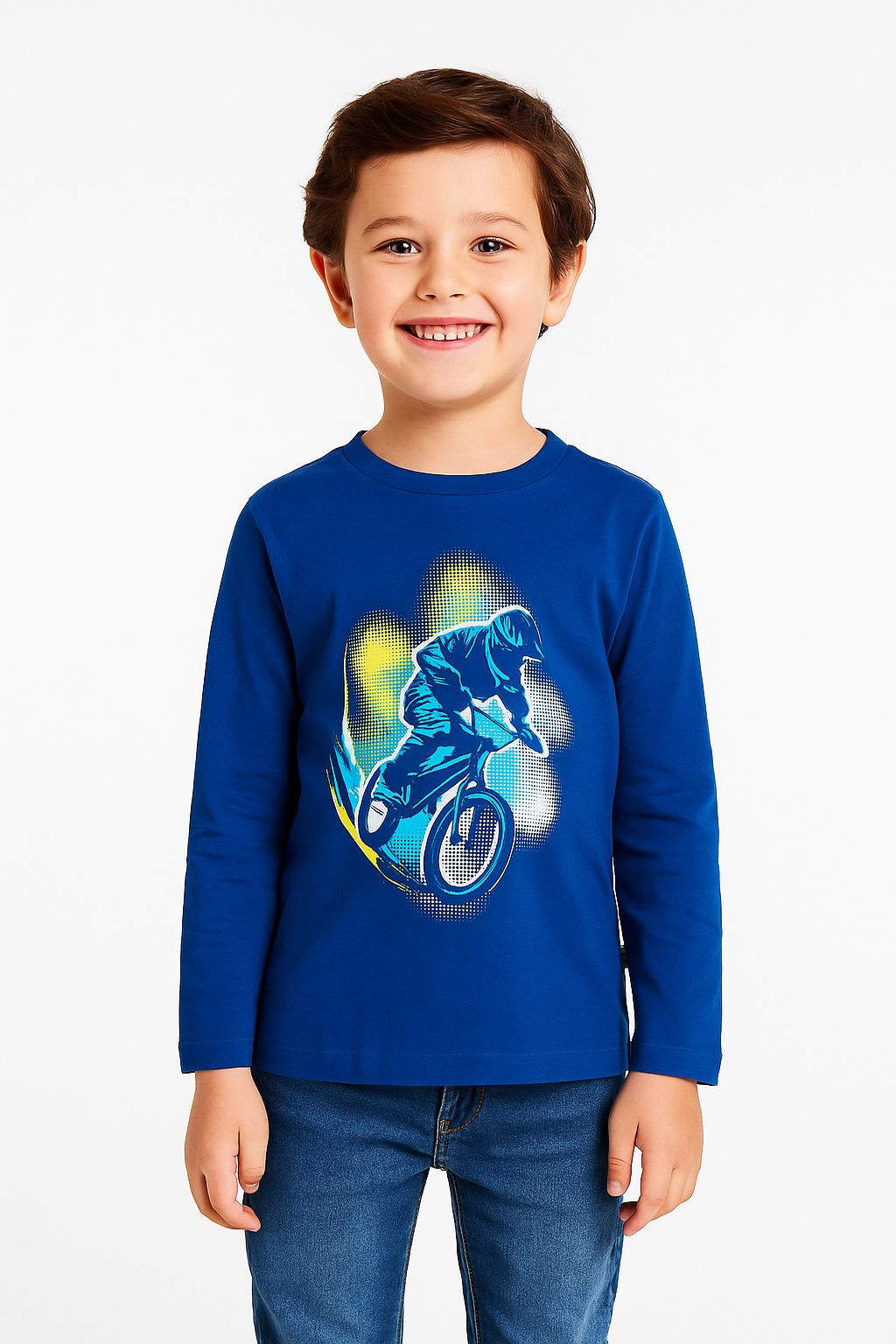 Boys' Blue BMX Rider Graphic Print T-Shirt