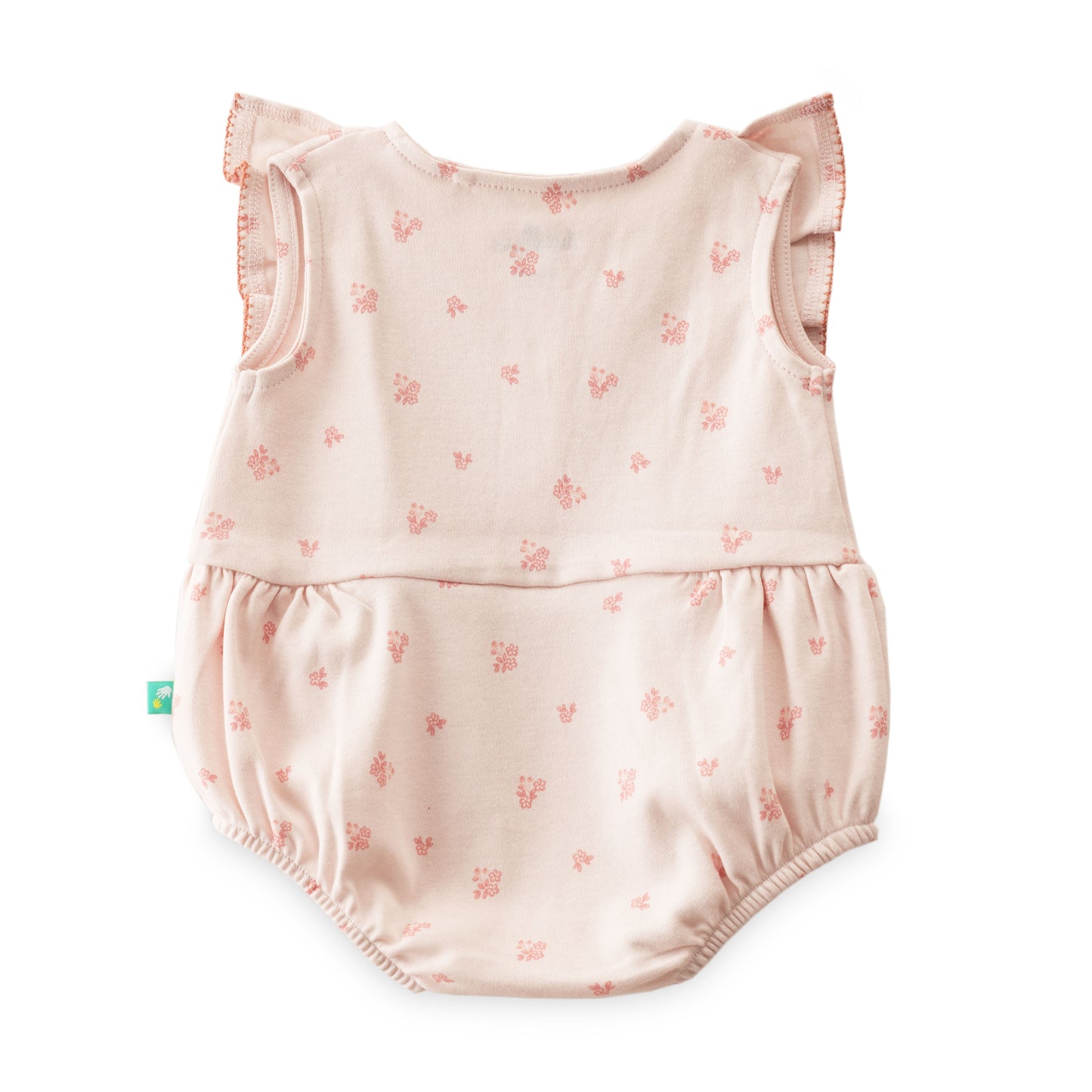 "Baby Girls' Light Pink Floral Print with Ruffle Sleeves – Soft Cotton Bodysuit"