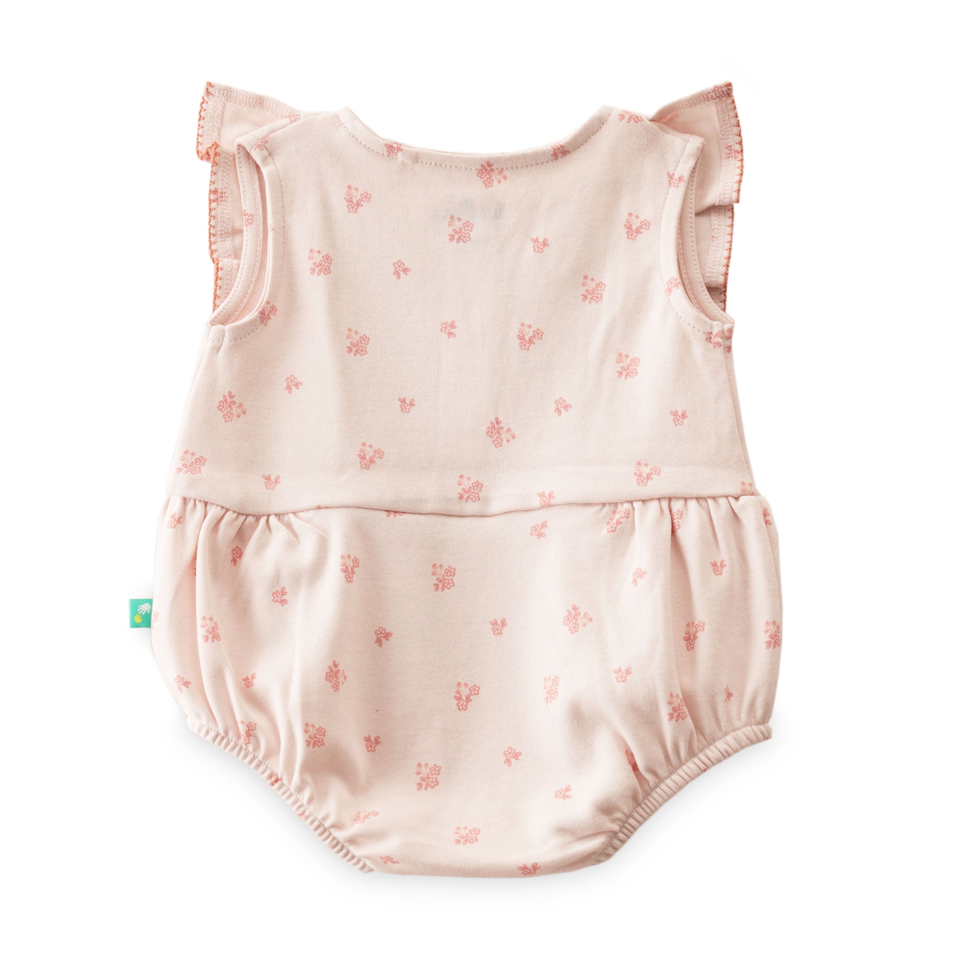 "Baby Girls' Light Pink Floral Print with Ruffle Sleeves – Soft Cotton Bodysuit"