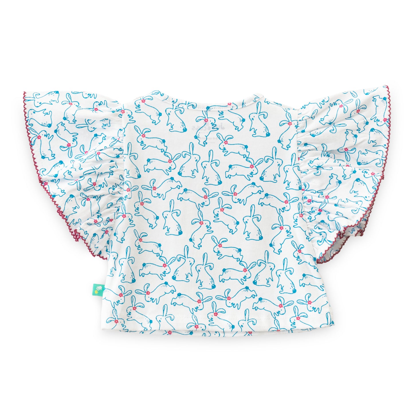 "Baby Girls' Bunny Print Cotton Top & Shorts Set – Frill Sleeves with ‘Love’ Print"