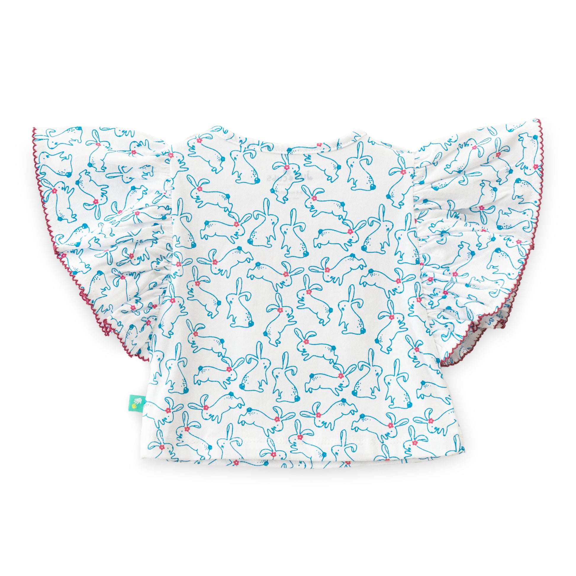 "Baby Girls' Bunny Print Cotton Top & Shorts Set – Frill Sleeves with ‘Love’ Print"