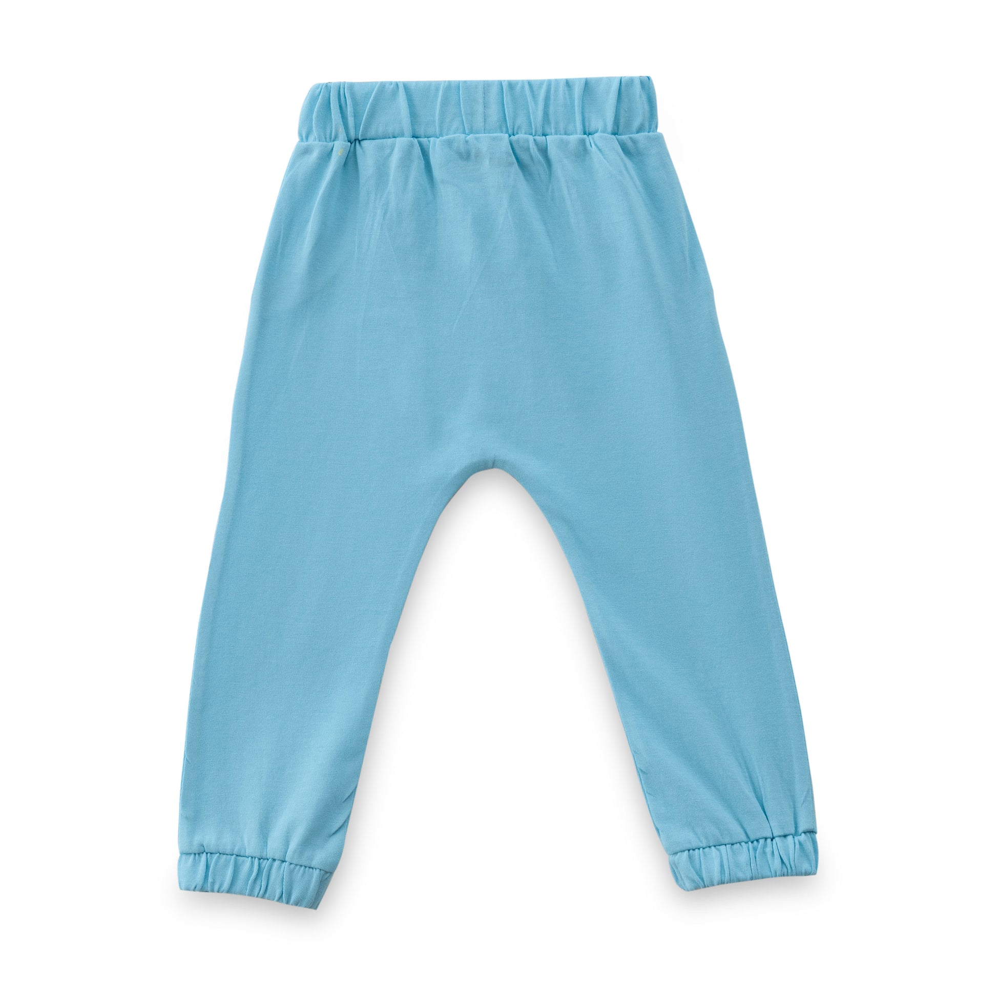 "Baby Girls' Cotton Jogger Pants - Pack of 2 (Floral Print & Solid Blue)"