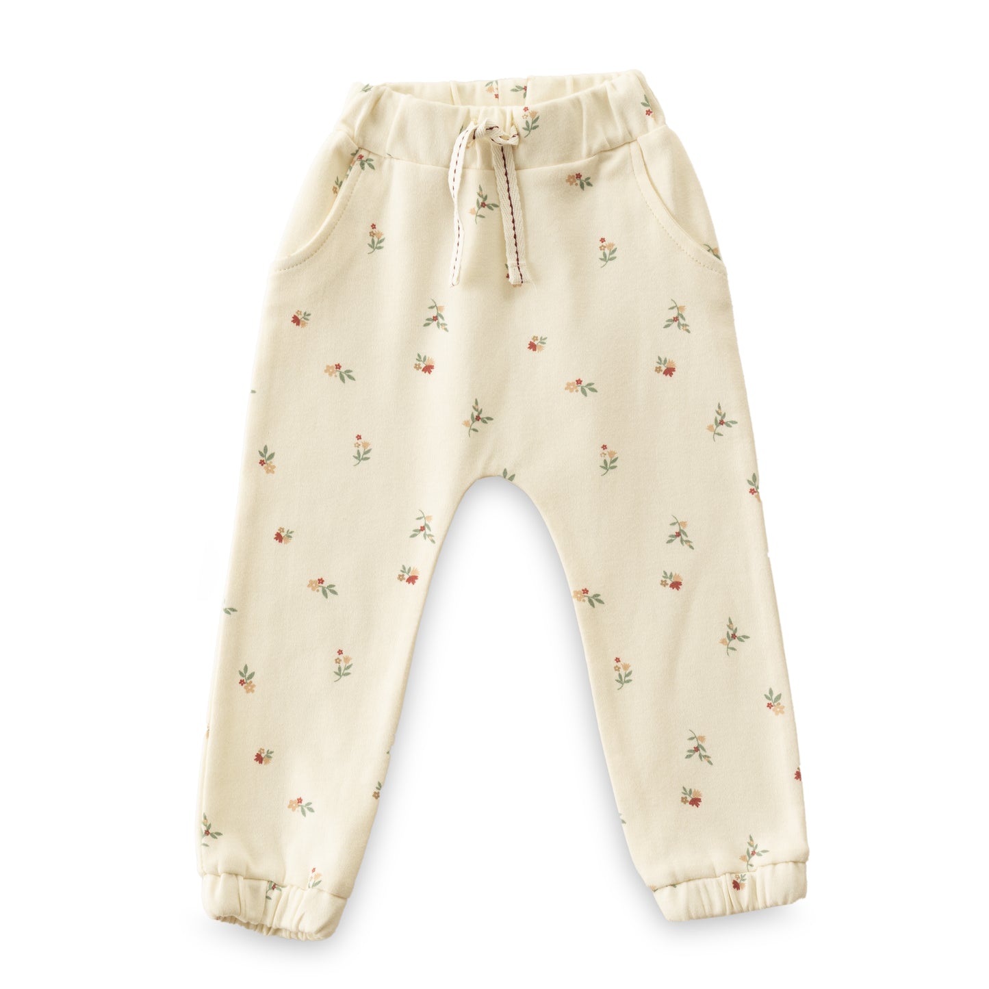 "Baby Girls' Cotton Jogger Pants - Pack of 2 (Floral Print & Solid Blue)"