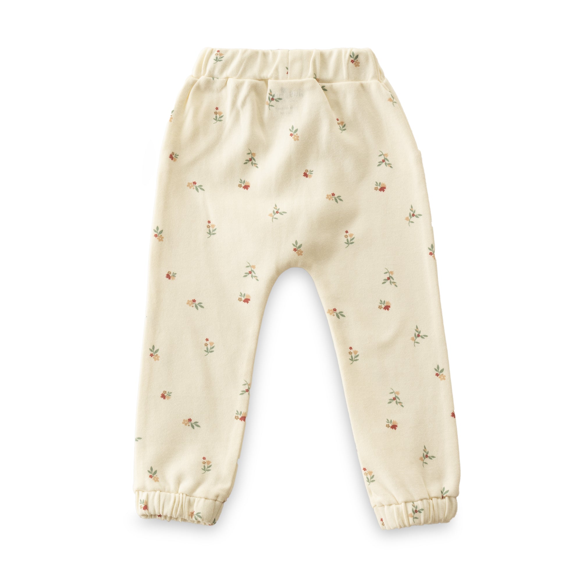 "Baby Girls' Cotton Jogger Pants - Pack of 2 (Floral Print & Solid Blue)"