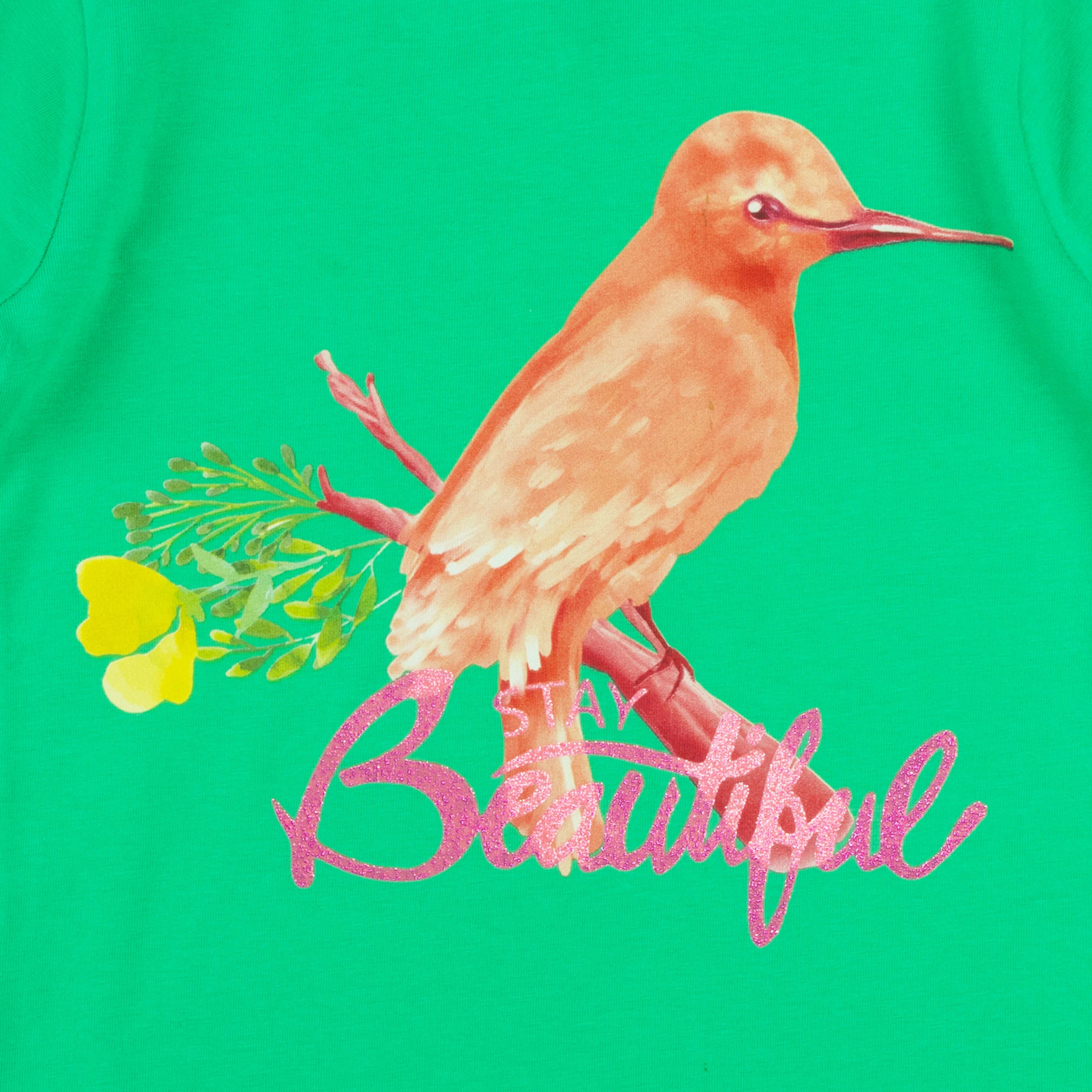 Girls Half Sleeve Birds Printed T-Shirt
