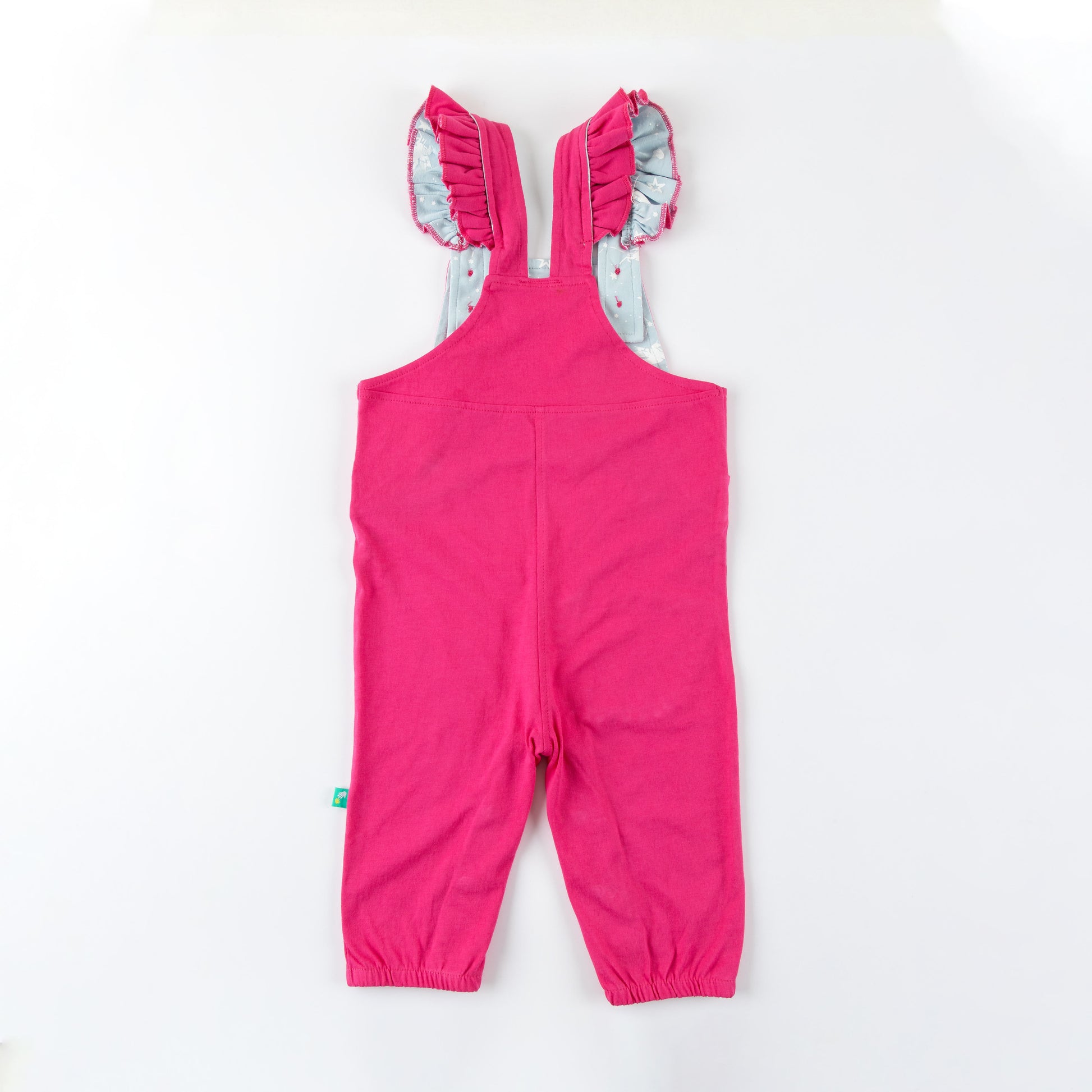 Baby Girls' Pink Ruffle Sleeve Top & Dungaree Set – "Cool to Be Kind" Print