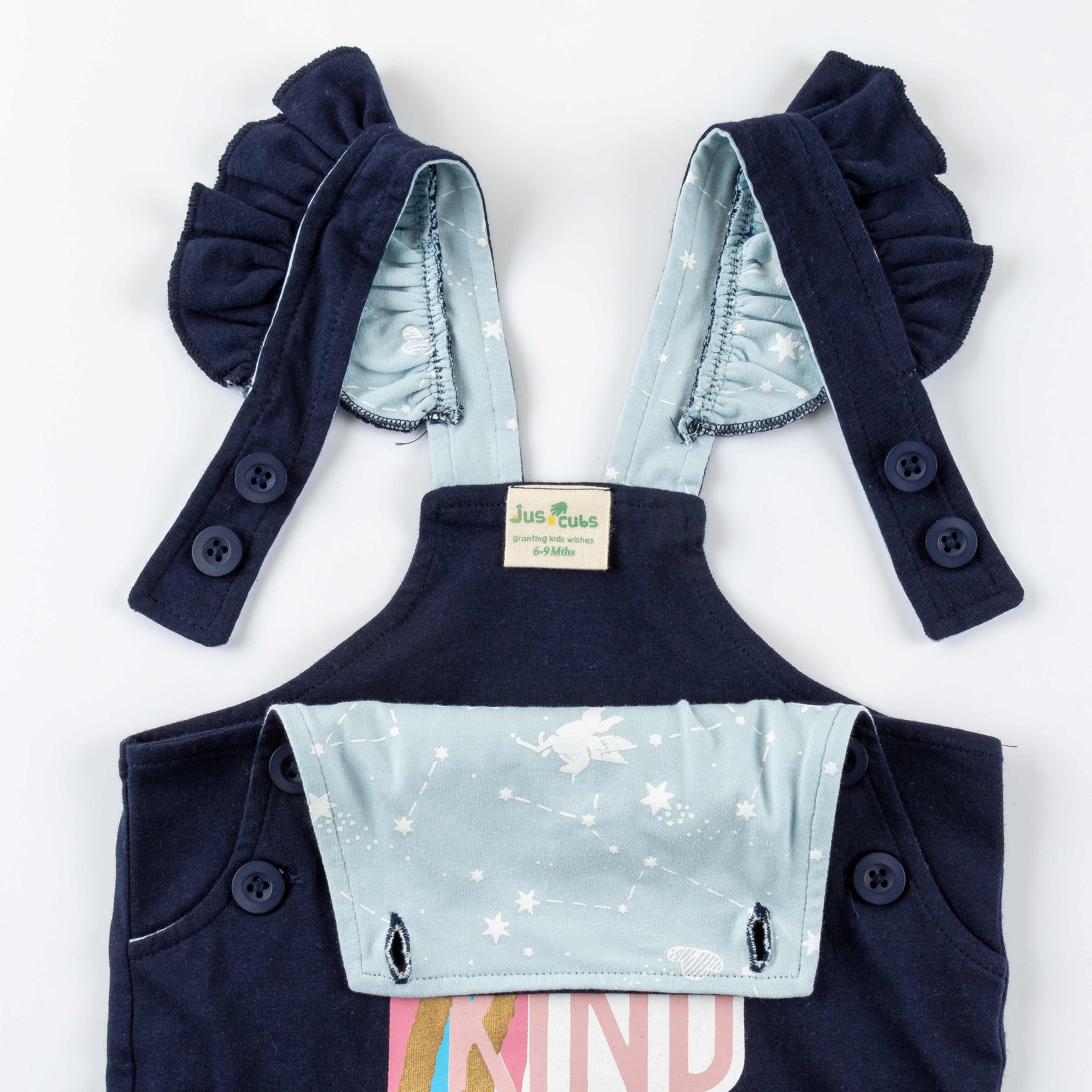 Girls Halfsleeve Printed Dungaree Sets