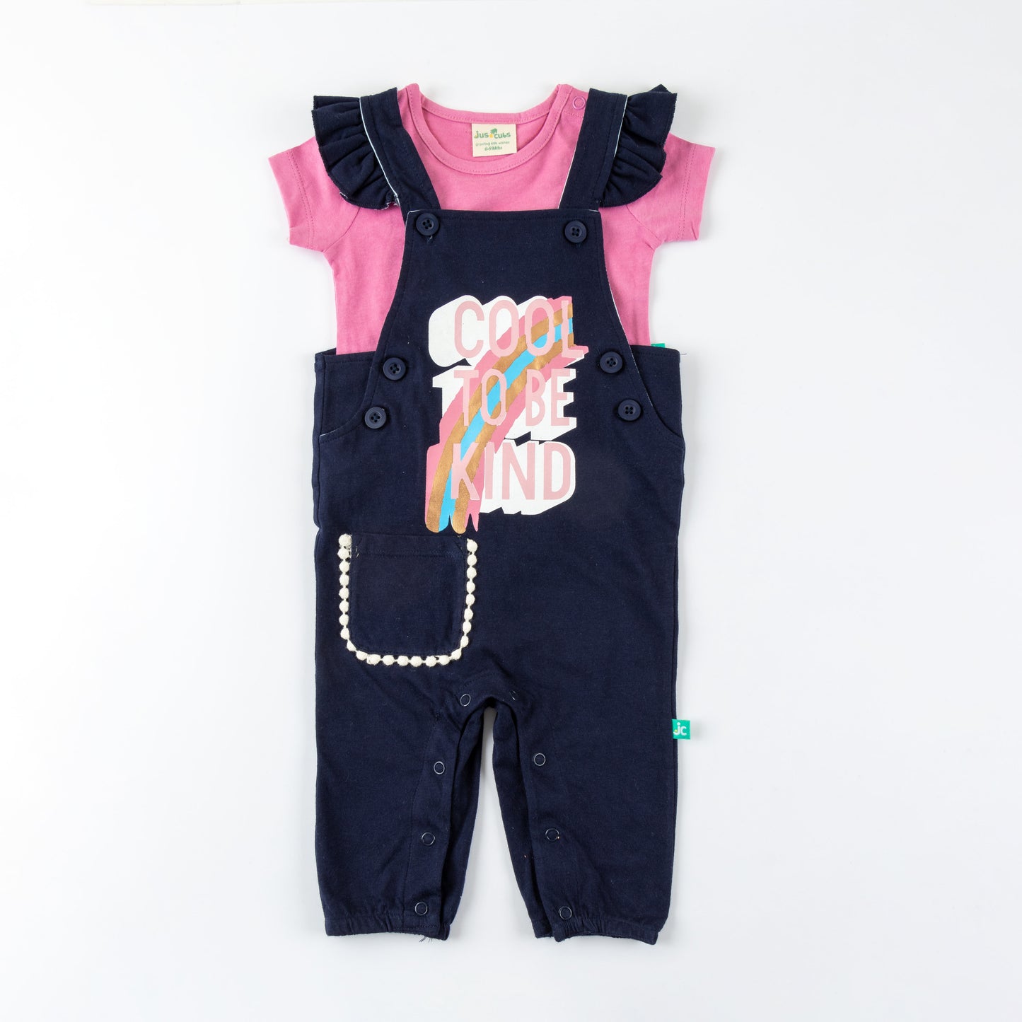 Girls Halfsleeve Printed Dungaree Sets